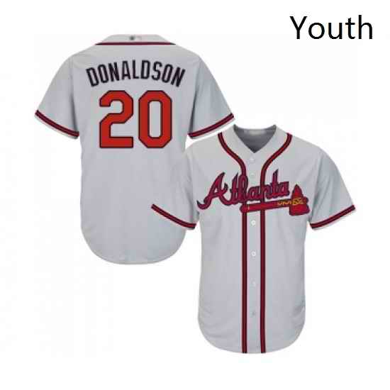 Youth Atlanta Braves 20 Josh Donaldson Replica Grey Road Cool Base Baseball Jersey